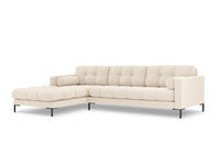 Cosmopolitan Design - Divano angolare sinistro "Bali" 5 posti in tessuto strutturato beige chiaro 