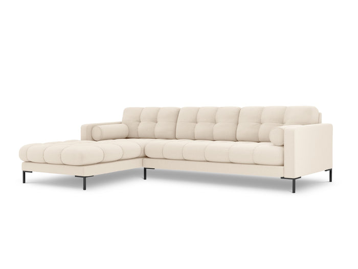 Cosmopolitan Design - Divano angolare sinistro "Bali" 5 posti in tessuto strutturato beige chiaro 