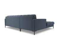 Cosmopolitan Design - Divano angolare sinistro "Bali" 5 posti in tessuto strutturato blu scuro 