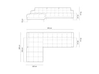 Cosmopolitan Design - Divano angolare sinistro "Bali" 5 posti in tessuto strutturato blu scuro 