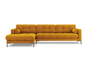 Cosmopolitan Design - Divano angolare sinistro "Bali" 5 posti in tessuto strutturato giallo 