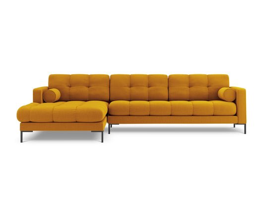 Cosmopolitan Design - Divano angolare sinistro "Bali" 5 posti in tessuto strutturato giallo 