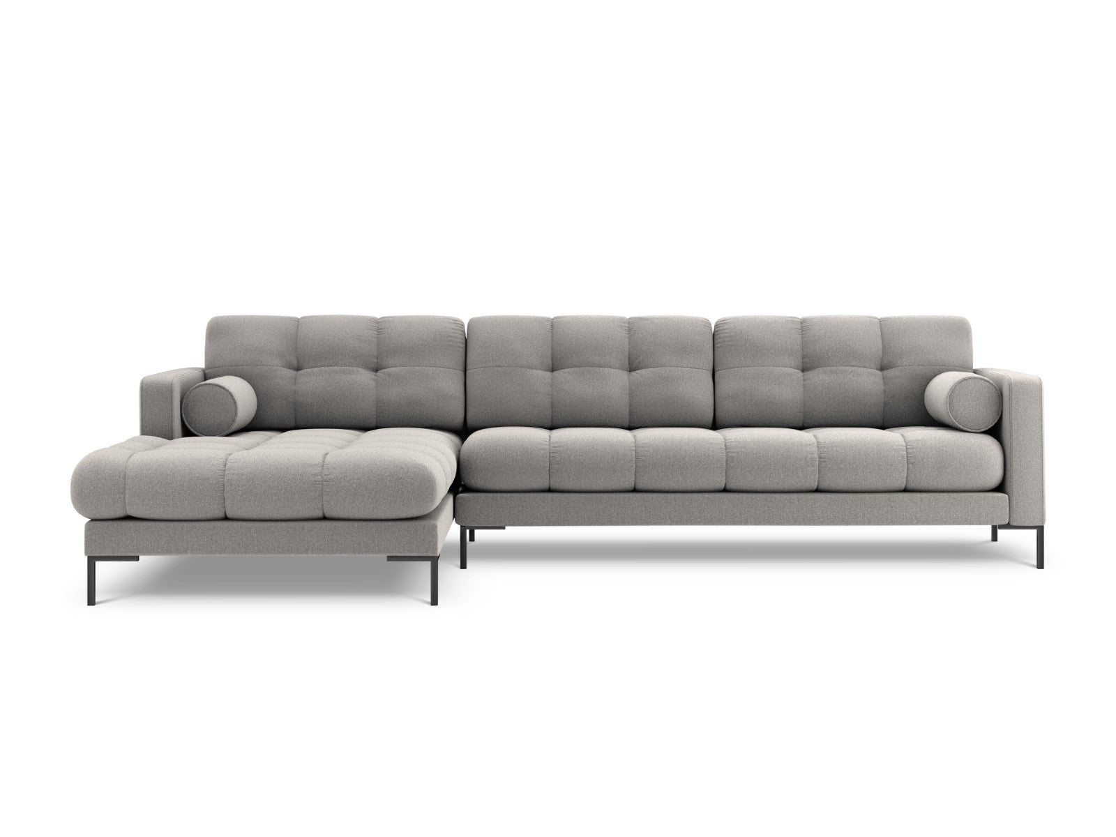 Cosmopolitan Design - Divano angolare sinistro "Bali" 5 posti in tessuto strutturato grigio chiaro 