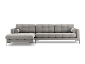 Cosmopolitan Design - Divano angolare sinistro "Bali" 5 posti in tessuto strutturato grigio chiaro 