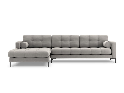 Cosmopolitan Design - Divano angolare sinistro "Bali" 5 posti in tessuto strutturato grigio chiaro 