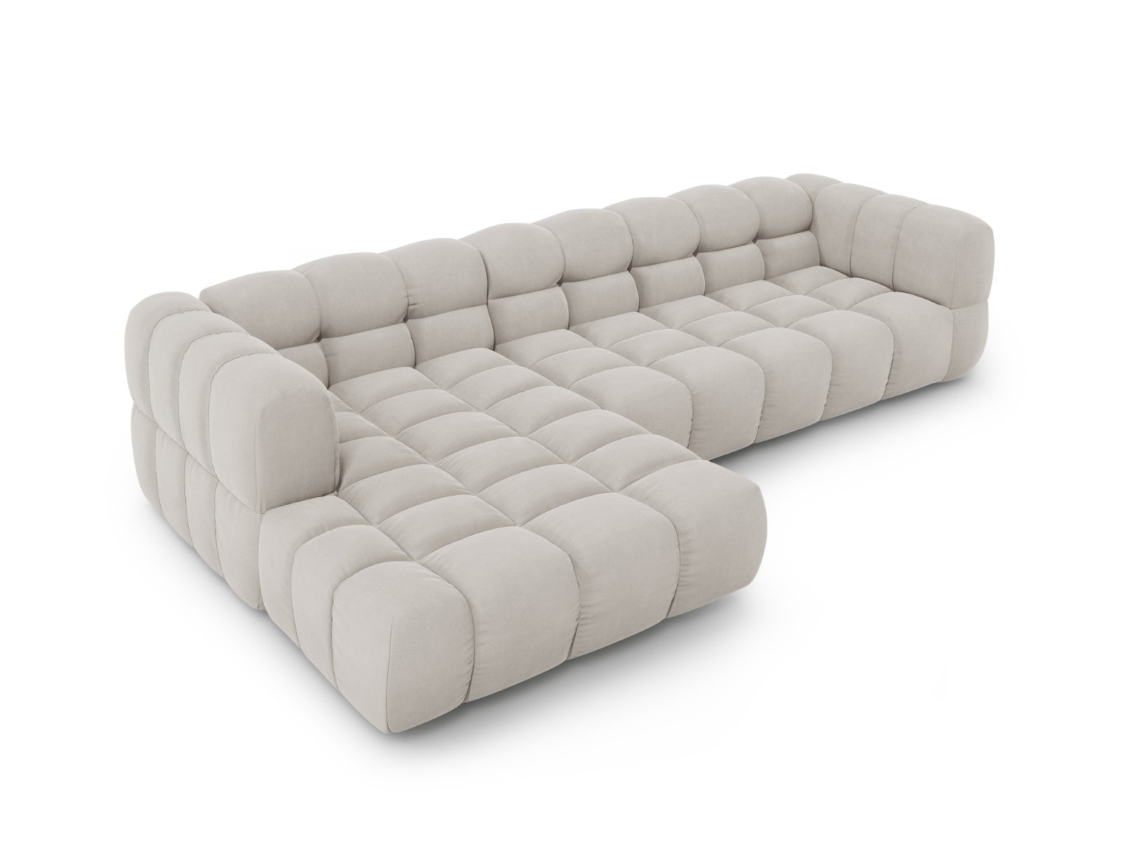 Cosmopolitan Design - Divano angolare modulare sinistro "Sky" 4 posti in velluto beige chiaro 