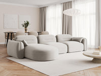 Cosmopolitan Design - Divano angolare modulare sinistro "Sydney" 4 posti in velluto beige chiaro 