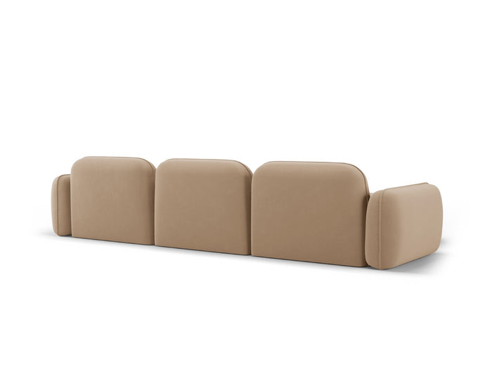 Cosmopolitan Design - Divano angolare modulare sinistro "Sydney" 4 posti in velluto sabbia 