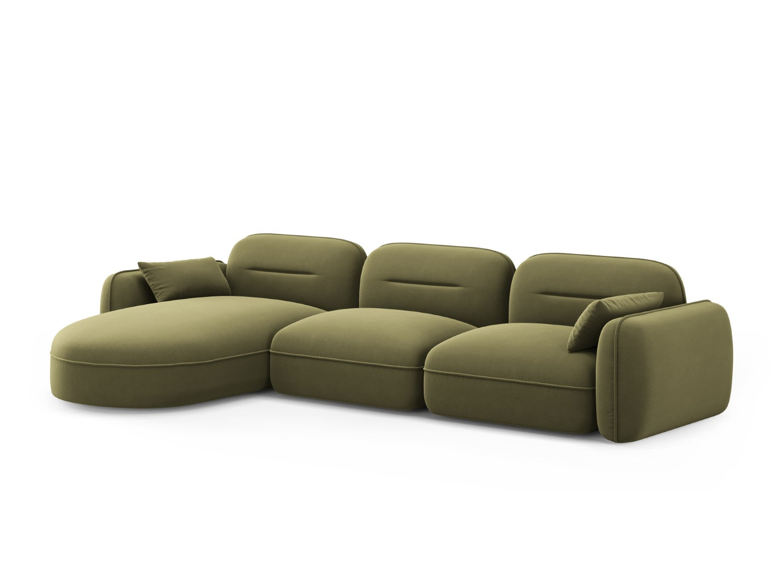 Cosmopolitan Design - Divano angolare modulare sinistro "Sydney" 4 posti in velluto verde chiaro 