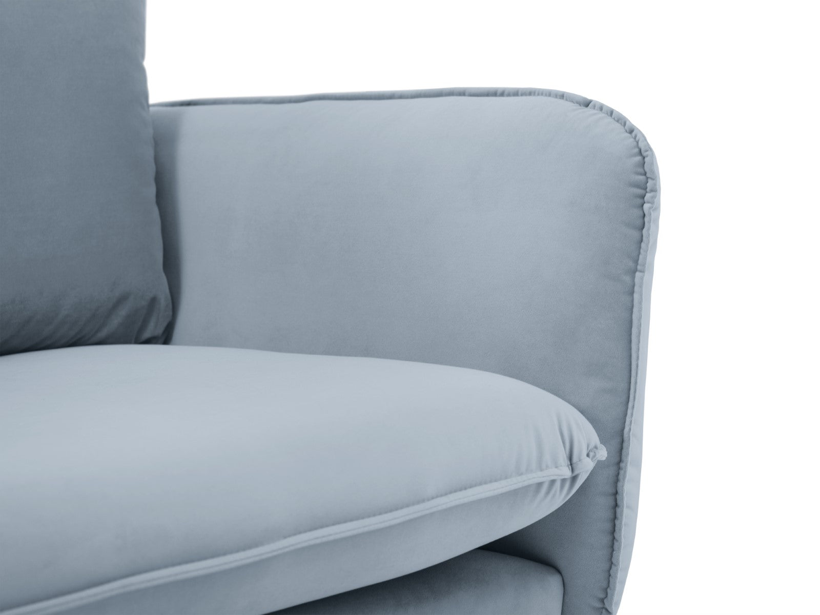 Cosmopolitan Design - Divano angolare sinistro "Vienna" 6 posti in velluto azzurro 