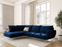 Cosmopolitan Design - Divano angolare sinistro "Vienna" 6 posti in velluto blu reale 