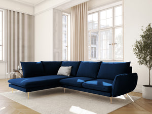 Cosmopolitan Design - Divano angolare sinistro "Vienna" 6 posti in velluto blu reale 