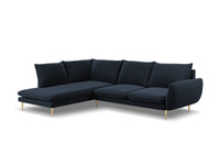 Cosmopolitan Design - Divano angolare sinistro "Vienna" 6 posti in velluto blu scuro 