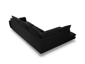 Cosmopolitan Design - Divano angolare sinistro "Vienna" 6 posti in velluto nero 