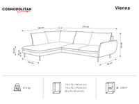 Cosmopolitan Design - Divano angolare sinistro "Vienna" 6 posti in velluto blu reale 