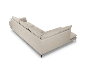 Cosmopolitan Design - Divano angolare sinistro "Vienna" 6 posti in tessuto strutturato beige chiaro 