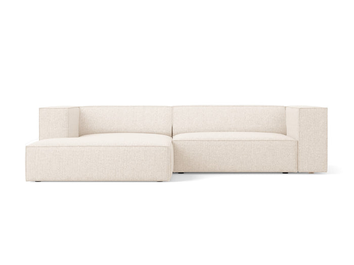 Cosmopolitan Design - Divano angolare sinistro "Arendal" 3 posti in ciniglia beige chiaro 