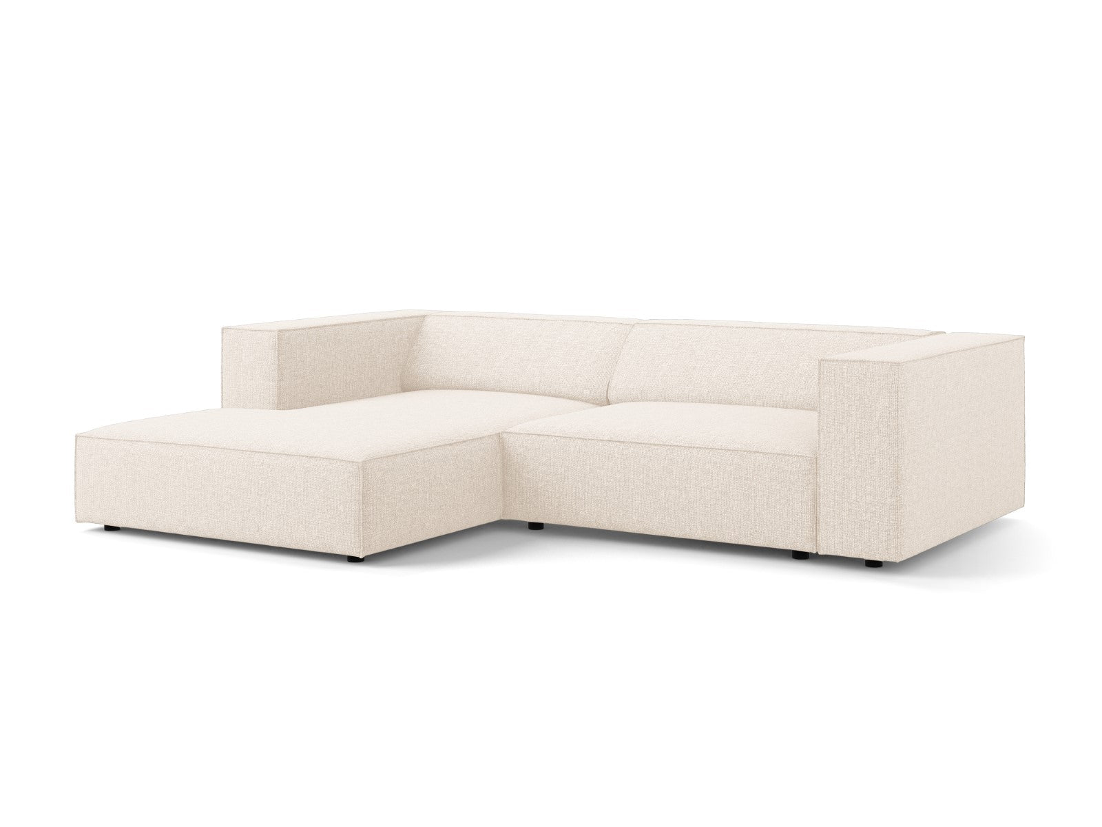 Cosmopolitan Design - Divano angolare sinistro "Arendal" 3 posti in ciniglia beige chiaro 