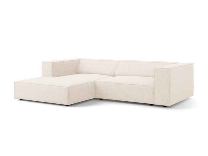 Cosmopolitan Design - Divano angolare sinistro "Arendal" 3 posti in ciniglia beige chiaro 