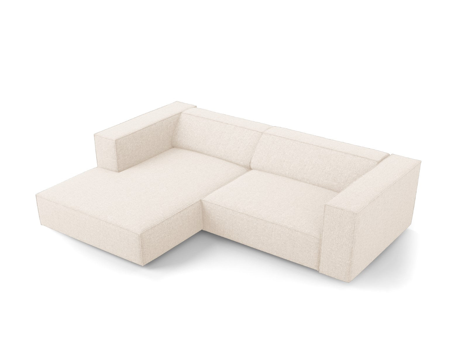 Cosmopolitan Design - Divano angolare sinistro "Arendal" 3 posti in ciniglia beige chiaro 