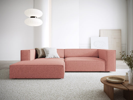 Cosmopolitan Design - Divano angolare sinistro "Arendal" 3 posti in ciniglia rosa 