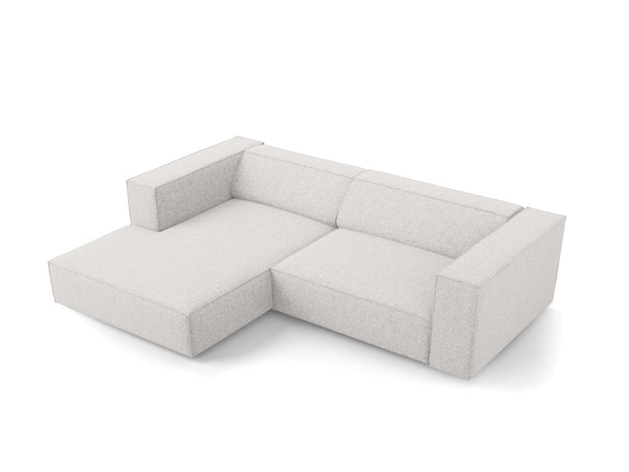 Cosmopolitan Design - Divano angolare sinistro "Arendal" 3 posti in ciniglia grigio chiaro 