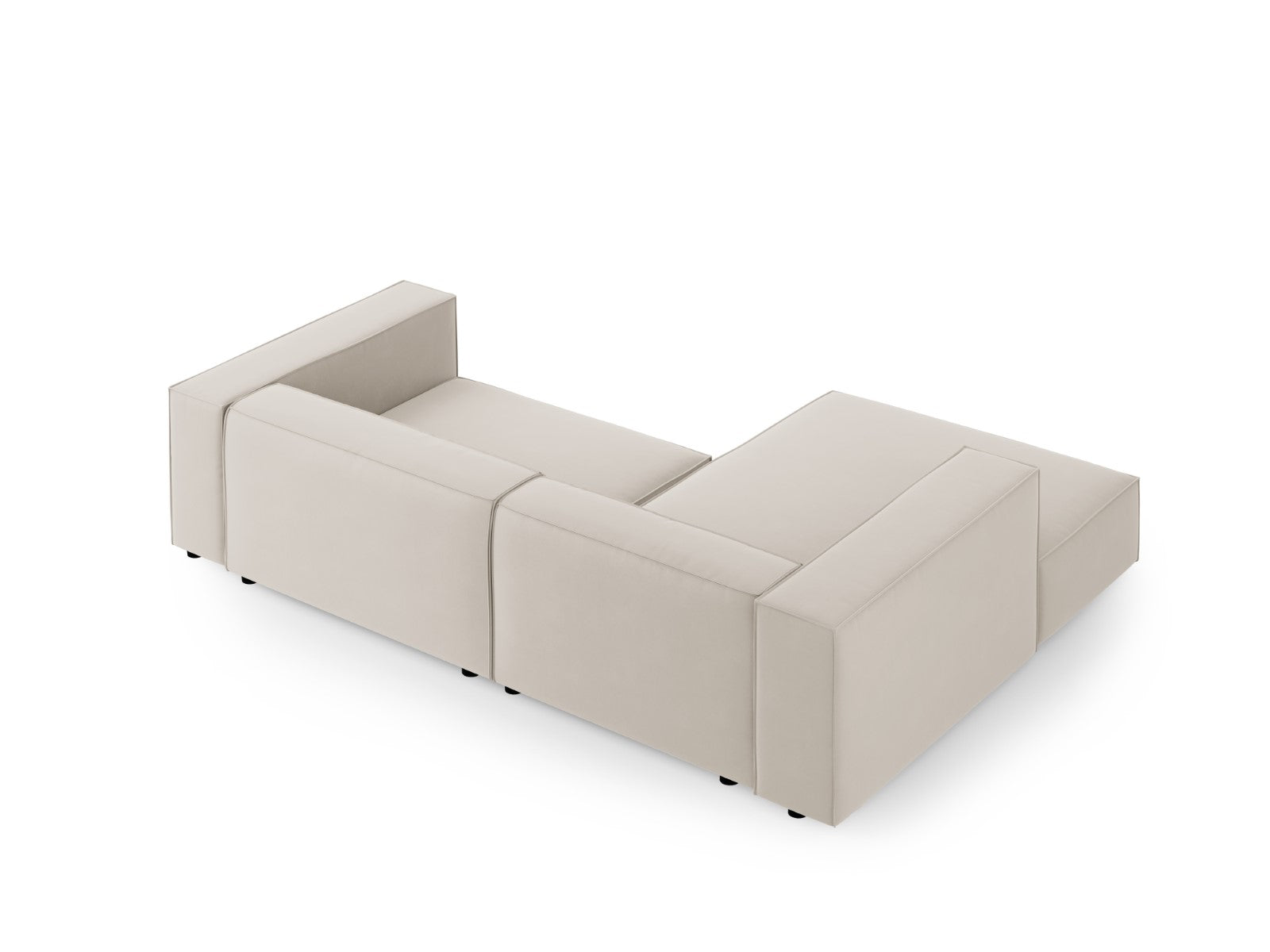 Cosmopolitan Design - Divano angolare sinistro "Arendal" 3 posti in velluto ecru 