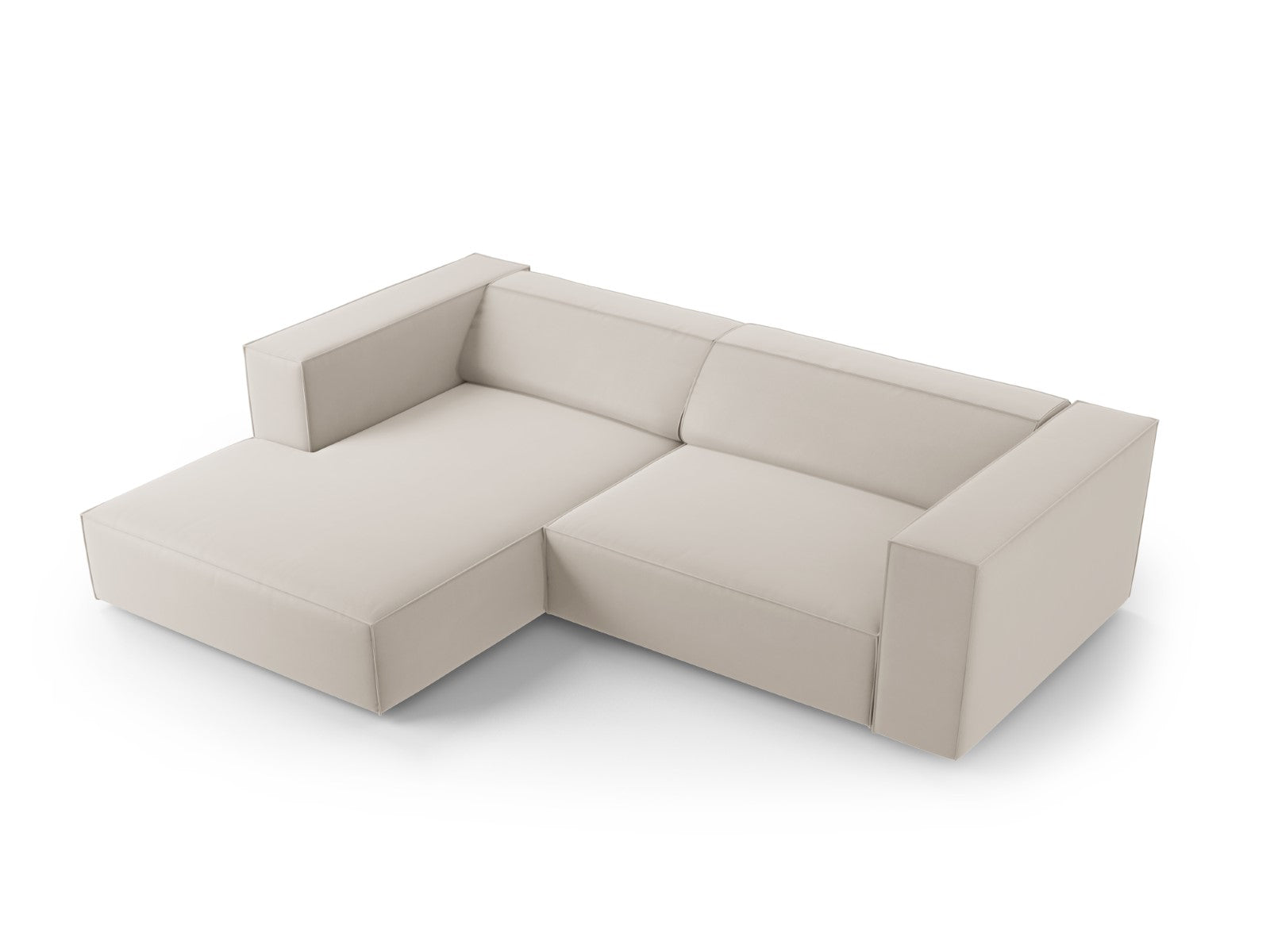 Cosmopolitan Design - Divano angolare sinistro "Arendal" 3 posti in velluto ecru 