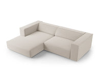 Cosmopolitan Design - Divano angolare sinistro "Arendal" 3 posti in velluto ecru 