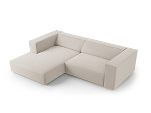 Cosmopolitan Design - Divano angolare sinistro "Arendal" 3 posti in velluto ecru 