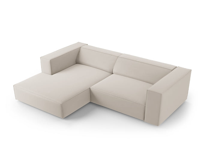 Cosmopolitan Design - Divano angolare sinistro "Arendal" 3 posti in velluto ecru 