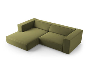 Cosmopolitan Design - Divano angolare sinistro "Arendal" 3 posti in velluto verde chiaro 