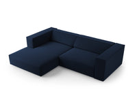 Cosmopolitan Design - Divano angolare sinistro "Arendal" 3 posti in velluto blu reale 