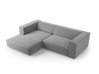 Cosmopolitan Design - Divano angolare sinistro "Arendal" 3 posti in velluto grigio chiaro 