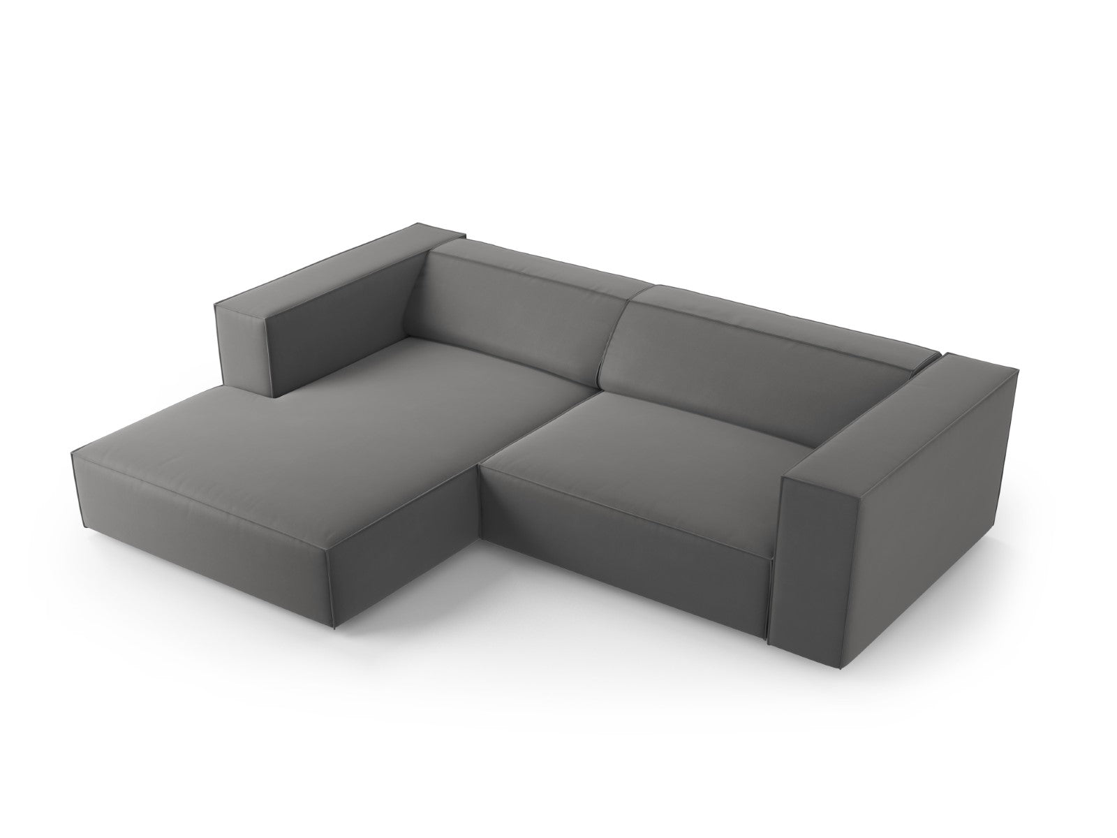 Cosmopolitan Design - Divano angolare sinistro "Arendal" 3 posti in velluto cemento 