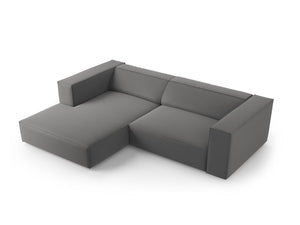 Cosmopolitan Design - Divano angolare sinistro "Arendal" 3 posti in velluto cemento 