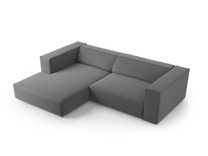 Cosmopolitan Design - Divano angolare sinistro "Arendal" 3 posti in velluto cemento 