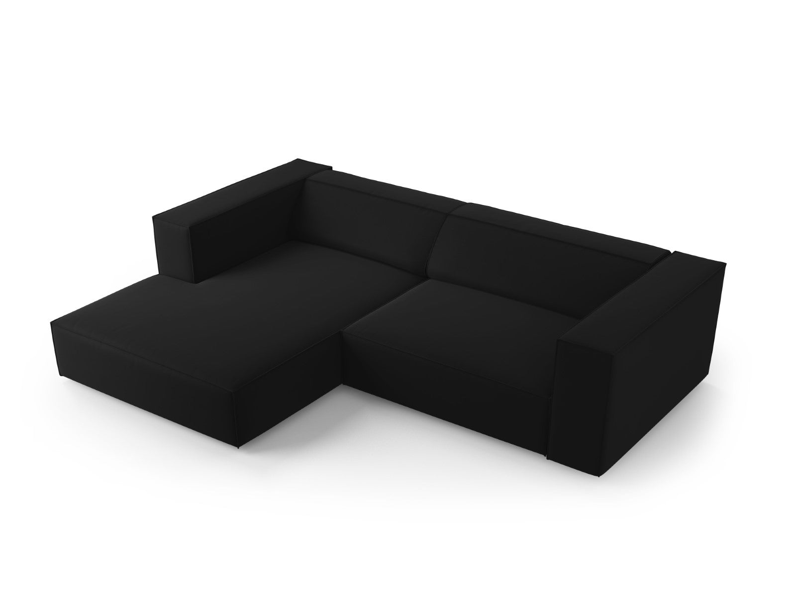 Cosmopolitan Design - Divano angolare sinistro "Arendal" 3 posti in velluto nero 