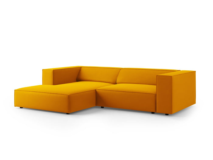 Cosmopolitan Design - Divano angolare sinistro "Arendal" 3 posti in velluto giallo 