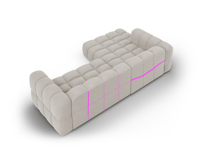 Cosmopolitan Design - Divano angolare modulare sinistro "Sky" 4 posti in velluto beige chiaro 