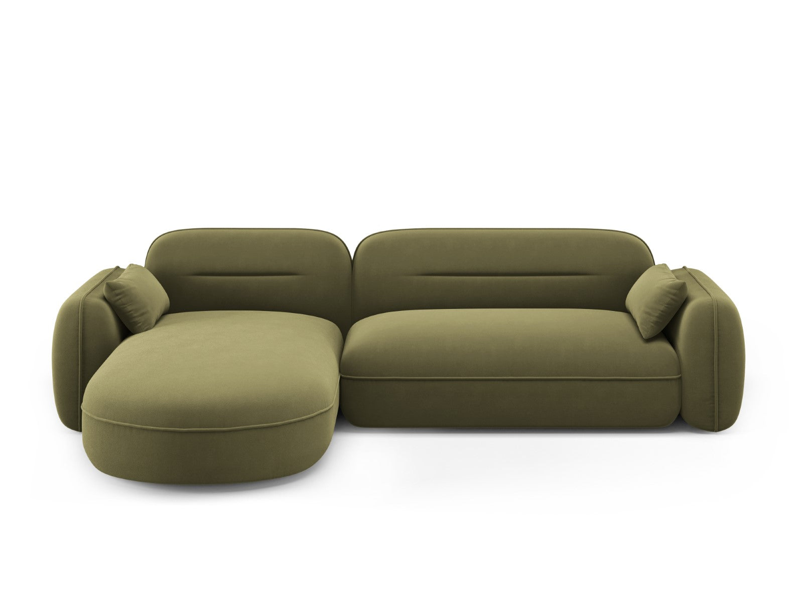 Cosmopolitan Design - Divano angolare modulare sinistro "Sydney" 4 posti in velluto verde chiaro 