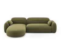 Cosmopolitan Design - Divano angolare modulare sinistro "Sydney" 4 posti in velluto verde chiaro 