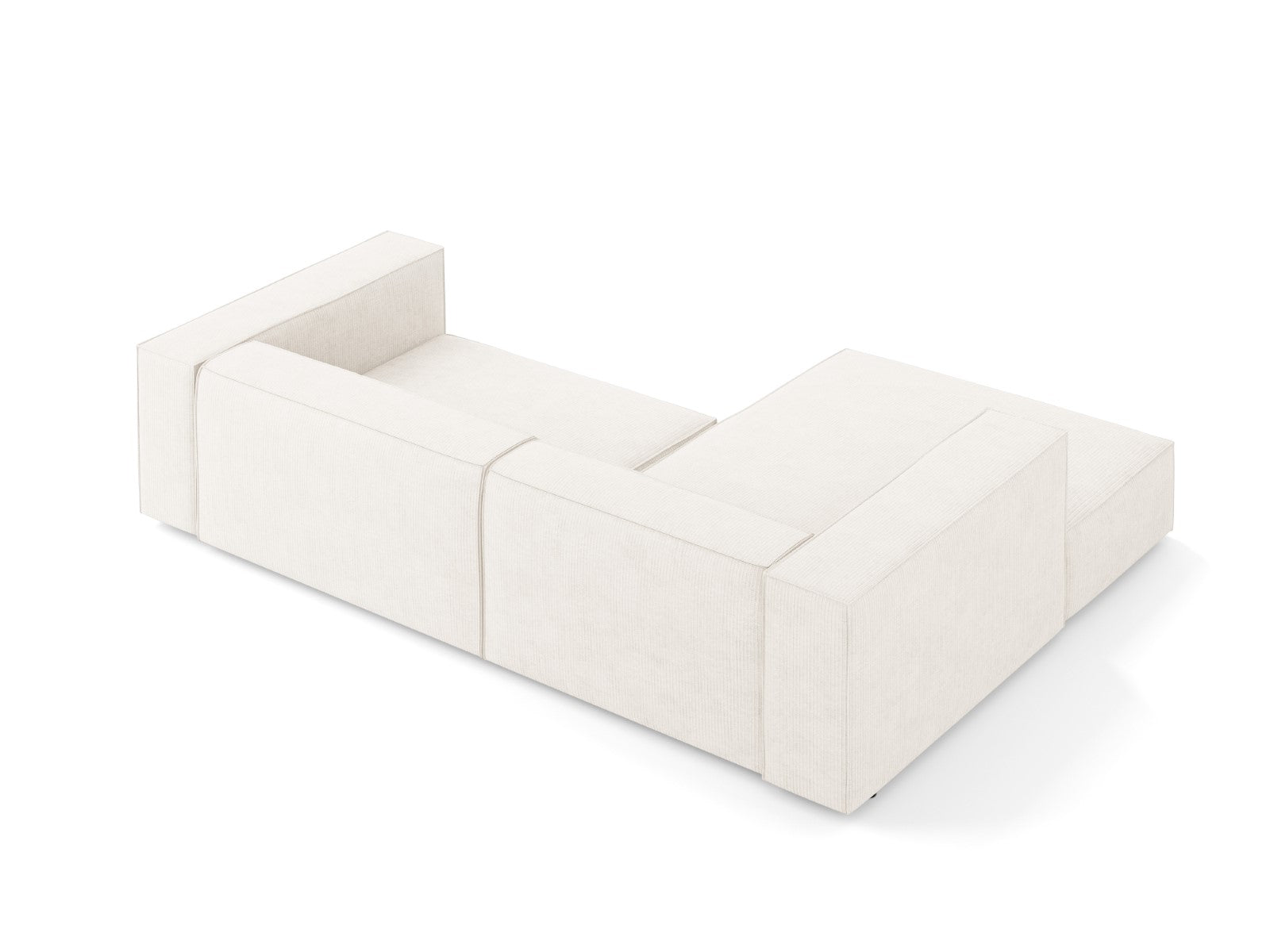 Cosmopolitan Design - Divano angolare sinistro "Arendal" 3 posti in ciniglia con effetto a coste avorio 