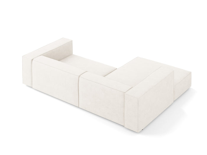 Cosmopolitan Design - Divano angolare sinistro "Arendal" 3 posti in ciniglia con effetto a coste avorio 