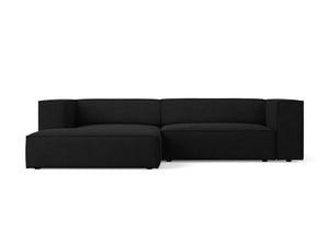 Cosmopolitan Design - Divano angolare sinistro "Arendal" 3 posti in ciniglia con effetto a coste nero 