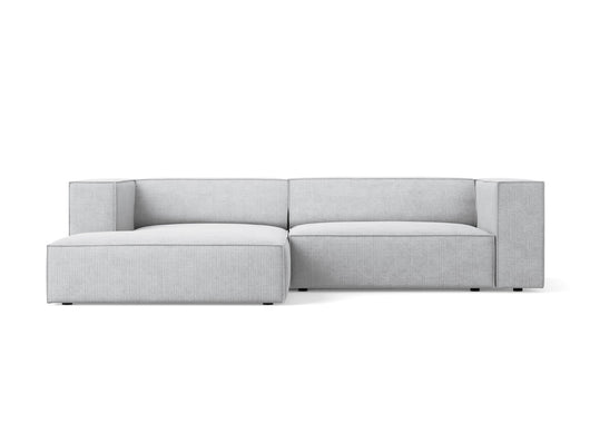 Cosmopolitan Design - Divano angolare sinistro "Arendal" 3 posti in ciniglia con effetto a coste grigio chiaro 