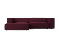 Cosmopolitan Design - Divano angolare sinistro "Arendal" 3 posti in ciniglia con effetto a coste rubino 