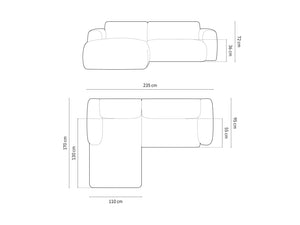 Cosmopolitan Design - Divano angolare sinistro "Nolio" 4 posti in ciniglia grigio 
