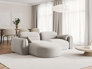 Cosmopolitan Design - Divano angolare modulare sinistro "Sydney" 3 posti in velluto beige chiaro 