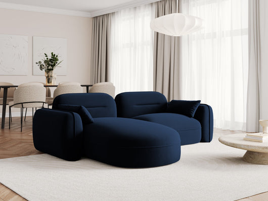 Cosmopolitan Design - Divano angolare modulare sinistro "Sydney" 3 posti in velluto blu reale 
